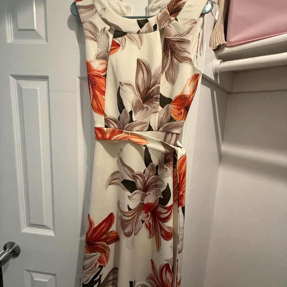 Enfocus Studio Cream and Orange Floral Maxi Dress
